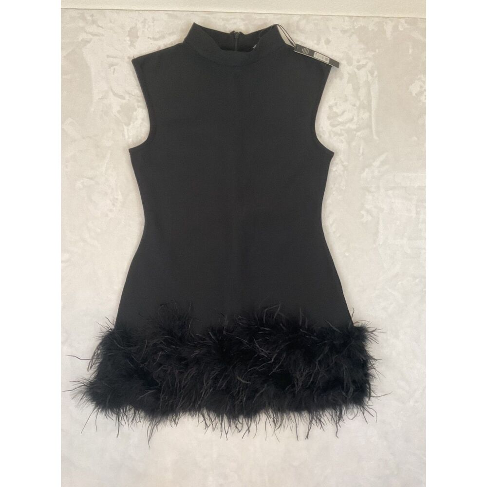 Fashion Nova Stretchy Feather Trim Mini Dress Size XL